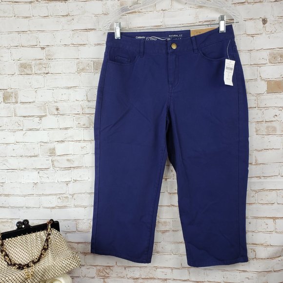 NWT Coldwater Creek Sz P4 Petite Navy Blue Natural Fit Cropped Denim Jeans Pants - Picture 2 of 11